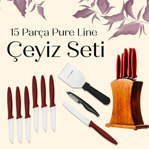 Pirge Çeyizlik Bıçak Seti Pure Line - 15 Parça